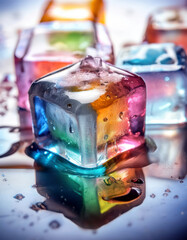 Melting Ice Cubes Reveal Vibrant Pigments in a Mesmerizing Display of Colors