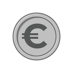 Silver Euro Coin Icon Vector Design