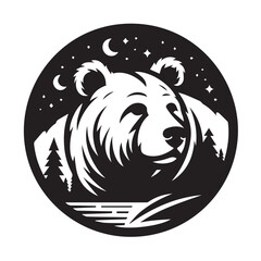 Obraz premium bear icon logo black silhouette vector illustration