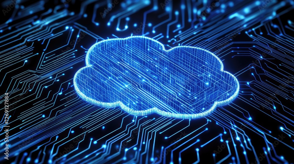 Poster advanced digital innovation with ai-powered global data processing and futuristic cloud computing.