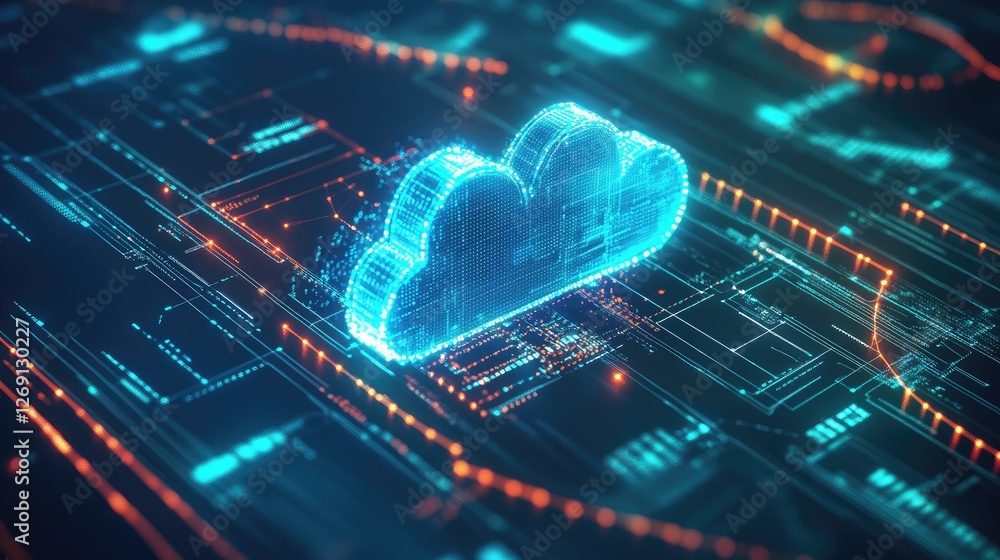 Poster ai-generated business strategy data analysis with futuristic cloud-based data insights.