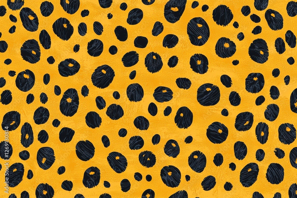 Aufkleber a vibrant seamless pattern featuring an exotic cheetah print with black spots on a textured golden y