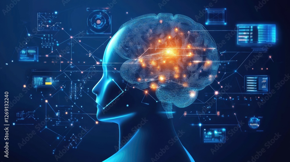 Poster ai-powered software development visualization with glowing digital codes and futuristic tech element