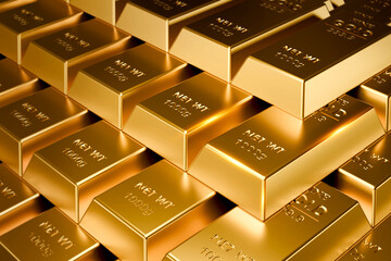 1000g gold bar, gold bar. Economic business concept, gold price exchange rate, world gold market and investment. 3D illustration.