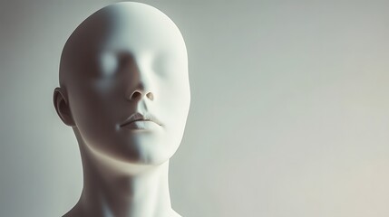 serene faceless mannequin head portrait
