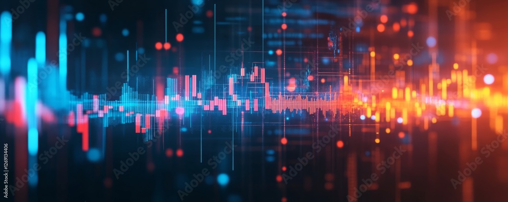 Poster abstract data flow, digital waves, network background