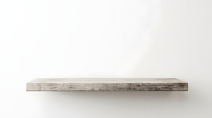 empty wooden shelf on white wall