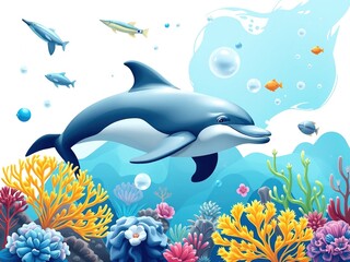 Naklejka premium Uncover the Wonders of the Ocean with a Virtual Dolphin Guide