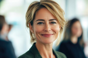 Naklejka premium Successful Businesswoman Celebrating with Coworkers in Office