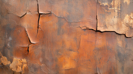 Bohemian background, Weathered surface with deep cracks and rust-colored tones, showcasing texture and aging.