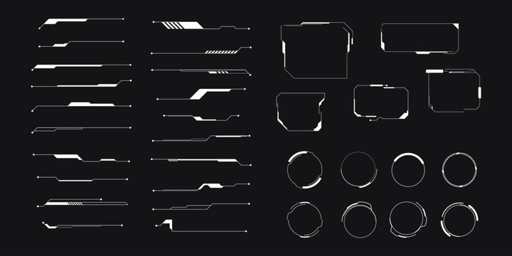 Callouts titles. Callout bar labels, information call box bars and modern digital info. Tech digital info boxes hud template. Futuristic set advertising communication. Description or information boxes