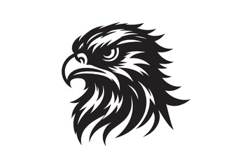 Angry falcon head silhouette with white background