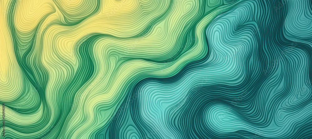 Poster abstract green and yellow swirling layered pattern background texture