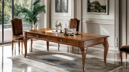 A durable and elegant dining table with an effortlessly extendable top, allowing for larger meals.