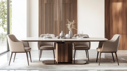 A durable and elegant dining table with an expandable top, ideal for large family meals.