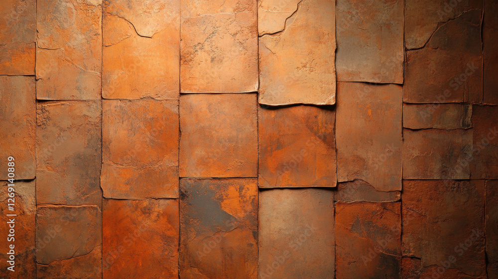 Poster bohemian background, textured rustic tiles in warm earthy tones create a visually appealing backgrou