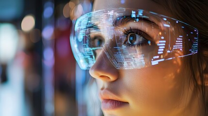 Close up view of a futuristic holographic fashion design interface being analyzed and debated by fashion industry professionals