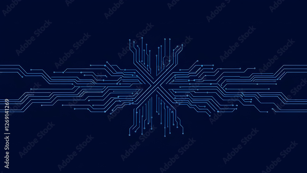 Aufkleber a blue circuit board pattern showcases intricate electronic pathways and microchips, embodying the c