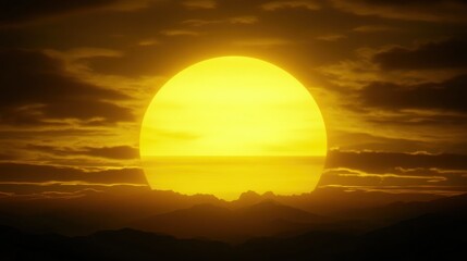 Obraz premium Majestic Sunset over Mountain Range: A Golden Hour Panorama