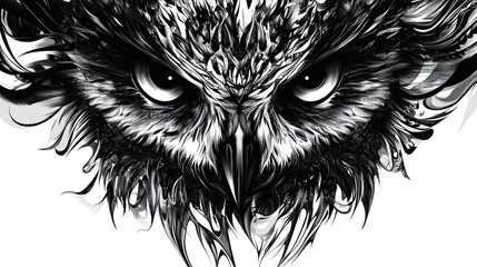 Obraz premium Abstract owl face graphic art; possible use for wallpaper, print, or design element