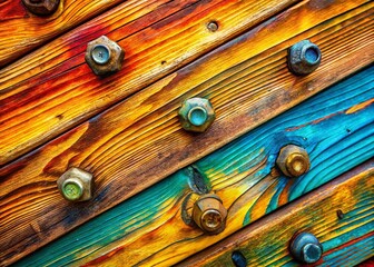 Rustic Wood Planks & Metal Bolts Wallpaper Texture - Industrial Background