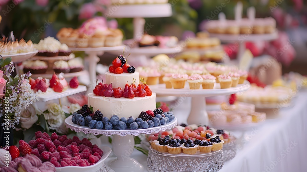 Poster pojjw 94734 create a visually captivating image of a stylish dessert table featuring an array of swe