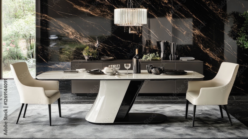 Poster a high-quality expandable dining table with a functional design, perfect for entertaining guests.