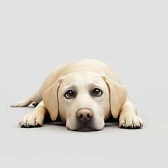 Cute 3D Labrador Dog Lying with Head Resting on the Ground