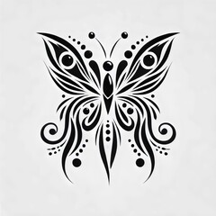black and white butterfly isolated, tattoo design