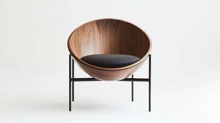 A lightweight yet durable chair blending wood warmth and metal strength, showcased against a crisp white background.