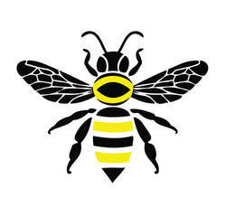 An illustrator of a bee on a white background