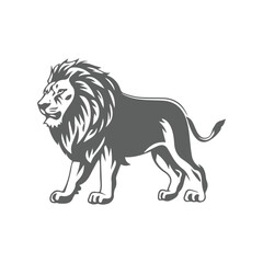 vector Lion silhouette with black and white design, isolated on white background, generated ai