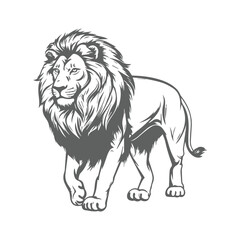 vector Lion silhouette with black and white design, isolated on white background, generated ai