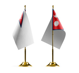 Small national flags of the Nepal on a white background