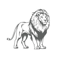 vector Lion silhouette with black and white design, isolated on white background, generated ai