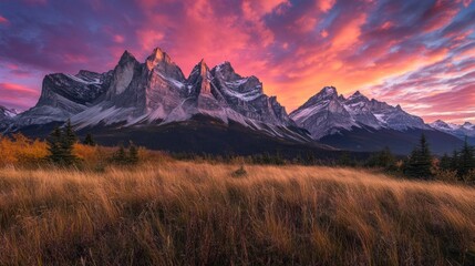Majestic Mountain Range at Sunset