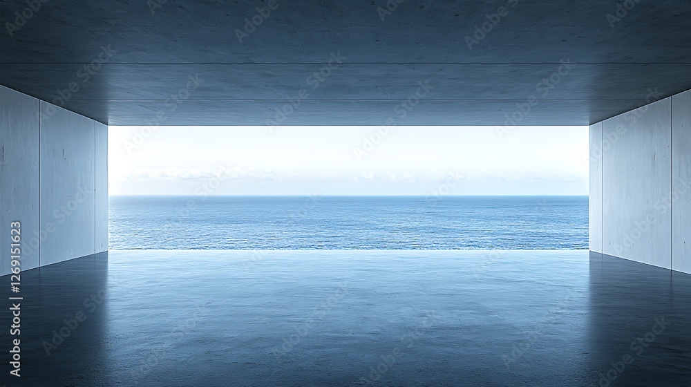 Poster ocean view from minimalist concrete structure