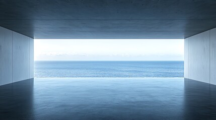 Fototapeta premium Ocean view from minimalist concrete structure