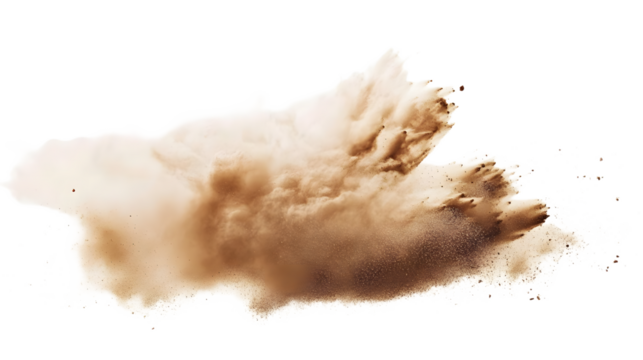 Sand explosion dust on transparent background