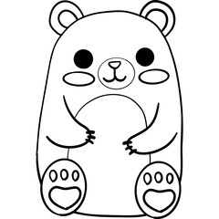 Cute cartoon bear illustration with a cheerful expression. outline for coloring.