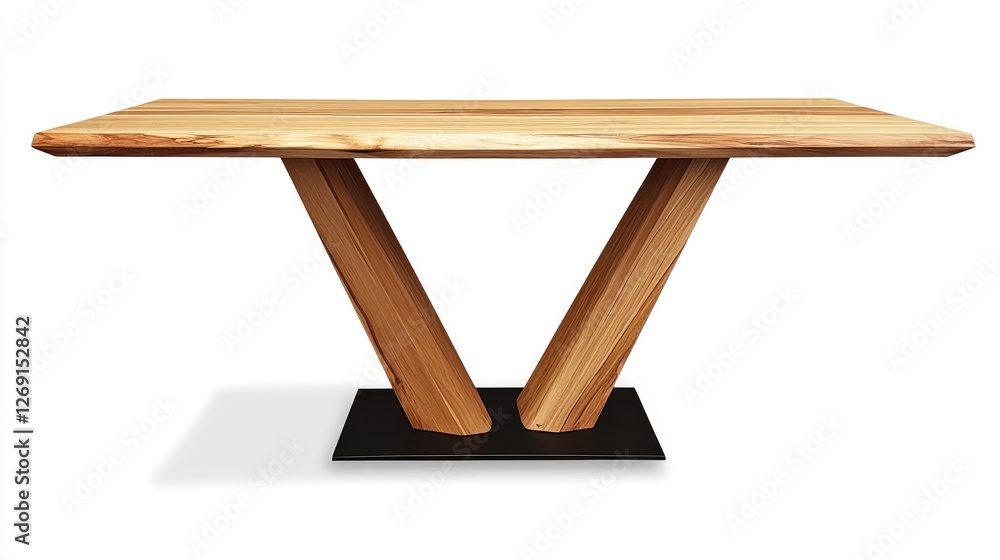 Poster a modern dining table set, highlighting clean lines and a balanced design for a sophisticated space.