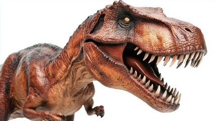 Close-up of a menacing T-Rex figurine with sharp teeth, embodying raw power and primal fear.