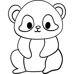 Cute cartoon panda illustration for coloring activities. outline for coloring.
