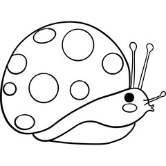 Cute cartoon snail with a polka dot shell and expressive features. outline for coloring.