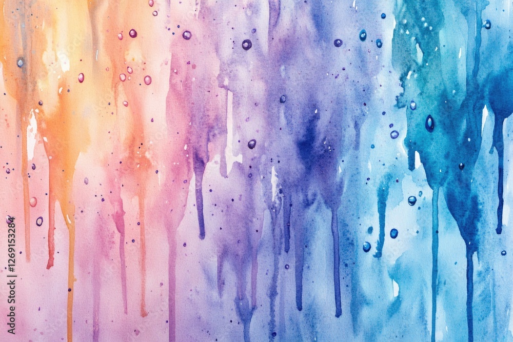Poster a colorful image of a rainbow created by water droplets on a surface, with vibrant colors and a sens