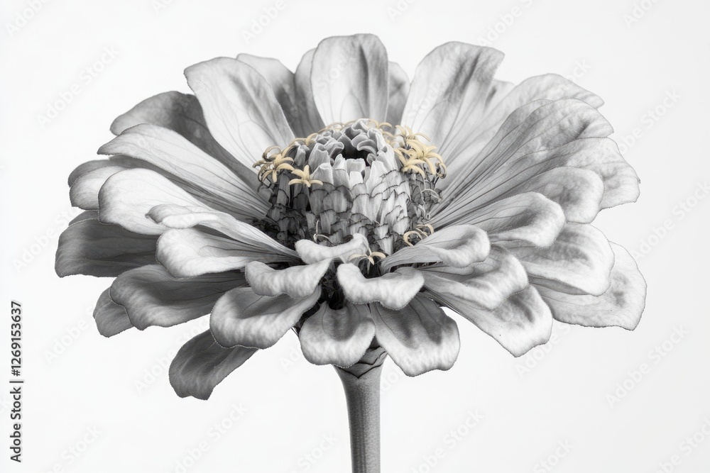 Poster a close-up of a single flower in black and white, suitable for use in editorial or commercial contex