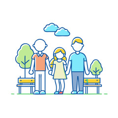 Naklejka premium family in park icon, family in park vector illustration-simple illustration of family in park, perfect for family in park logos and icons