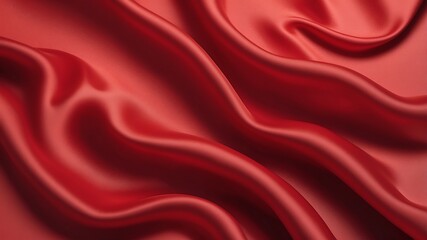 Obraz premium Realistic red silk top view background. Elegant and soft royal backdrop of shine flowing surface. Red luxurious background design.