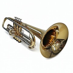 Obraz premium A close-up view of a shiny brass tuba, showcasing its intricate design and polished surface, placed on a white background.