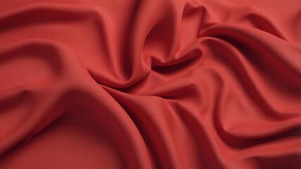 Fototapeta premium Red silk background with some soft folds and highlights. Luxury red satin cloth abstract background.